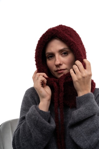 Kaptur kominiarka bouclé baklawa ZUZU THE HAT DZ26-6CZ06 - Bordo