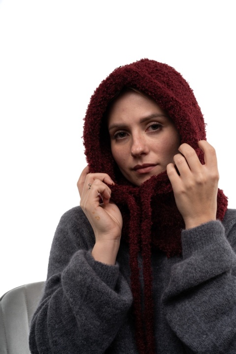 Kaptur kominiarka bouclé baklawa ZUZU THE HAT DZ26-6CZ06 - Bordo
