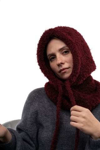 Kaptur kominiarka bouclé baklawa ZUZU THE HAT DZ26-6CZ06 - Bordo