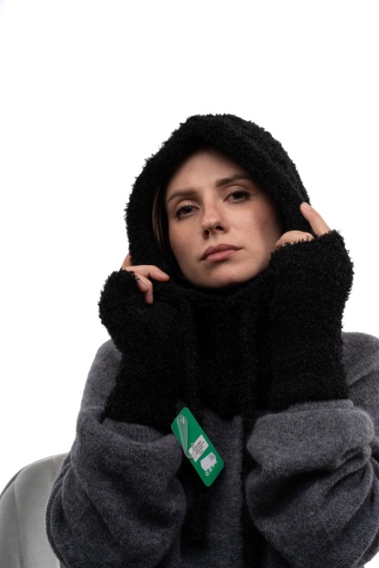 Kaptur kominiarka bouclé baklawa ZUZU THE HAT DZ26-6CZ06 - Czarny