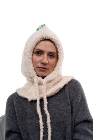 Kaptur kominiarka bouclé baklawa ZUZU THE HAT DZ26-6CZ06 - Śmietanka