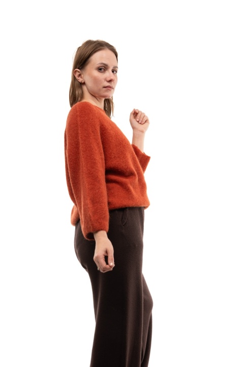 Luksusowy sweter z Baby Suri Alpaca Toscana 39 - Bordo