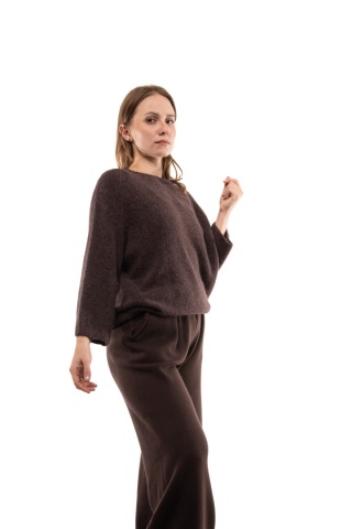 Luksusowy sweter z Baby Suri Alpaca Toscana 39 - Brąz