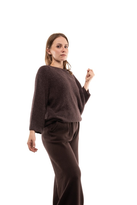 Luksusowy sweter z Baby Suri Alpaca Toscana 39 - Brąz