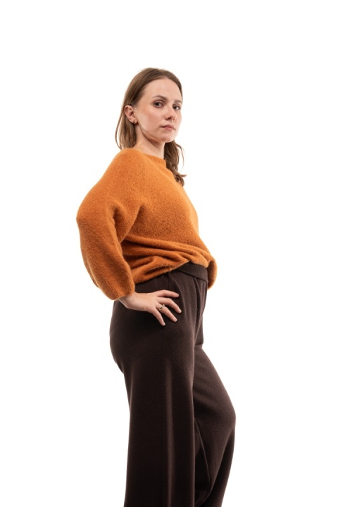 Luksusowy sweter z Baby Suri Alpaca Toscana 39 - Dyniowy