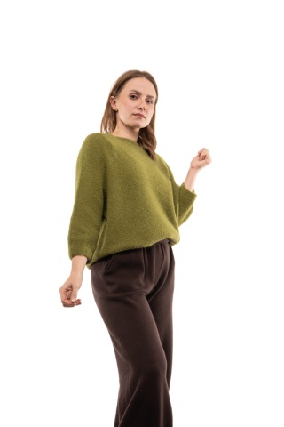 Luksusowy sweter z Baby Suri Alpaca Toscana 39 - Limonka