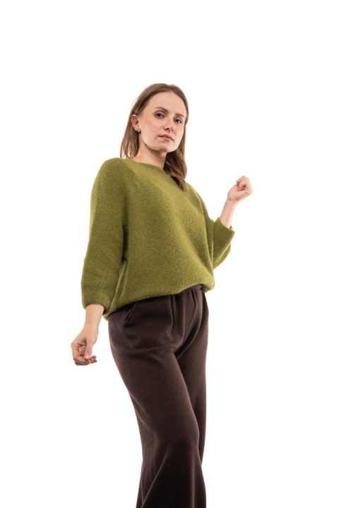 Luksusowy sweter z Baby Suri Alpaca Toscana 39 - Limonka