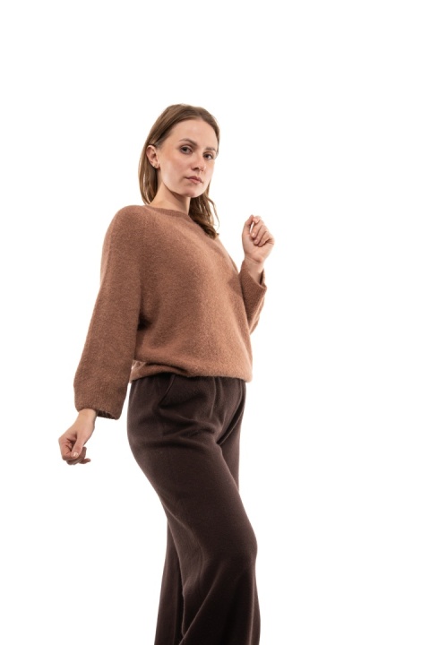 Luksusowy sweter z Baby Suri Alpaca Toscana 39 - Pomarańczowy