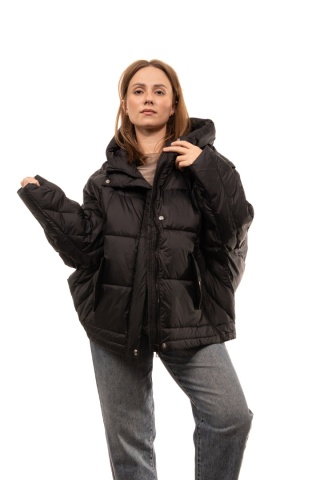 Puchowa kurtka oversize z puchem kaczym - Czarna