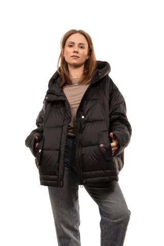 Puchowa kurtka oversize z puchem kaczym - Czarna