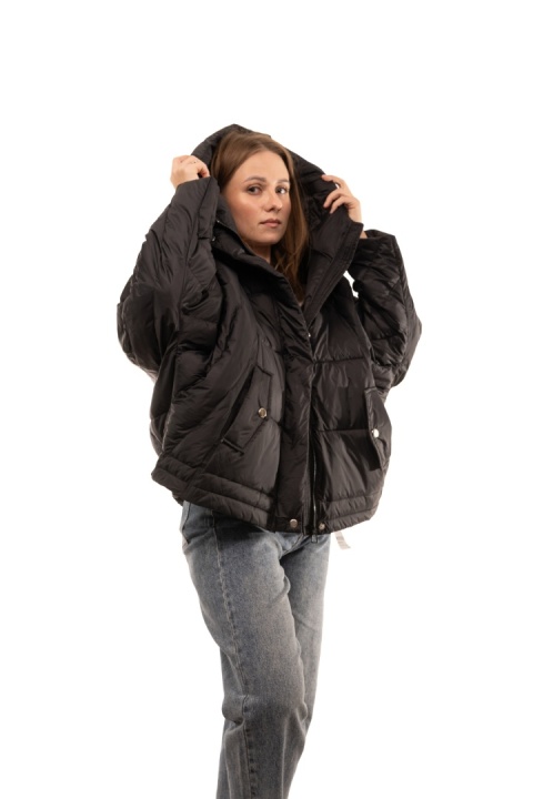 Puchowa kurtka oversize z puchem kaczym - Czarna