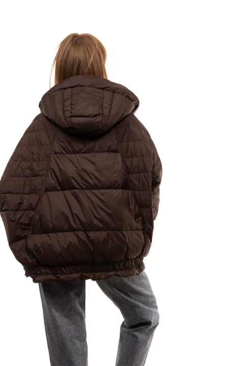 Puchowa kurtka oversize z puchem kaczym - Gorzka czekolada