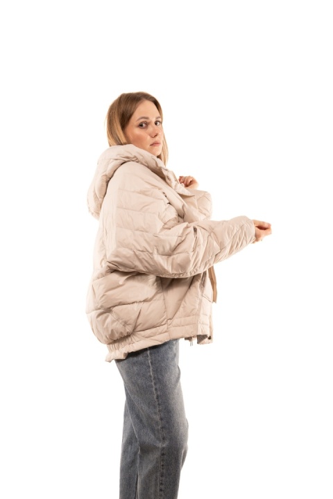 Puchowa kurtka oversize z puchem kaczym - Jasny beż