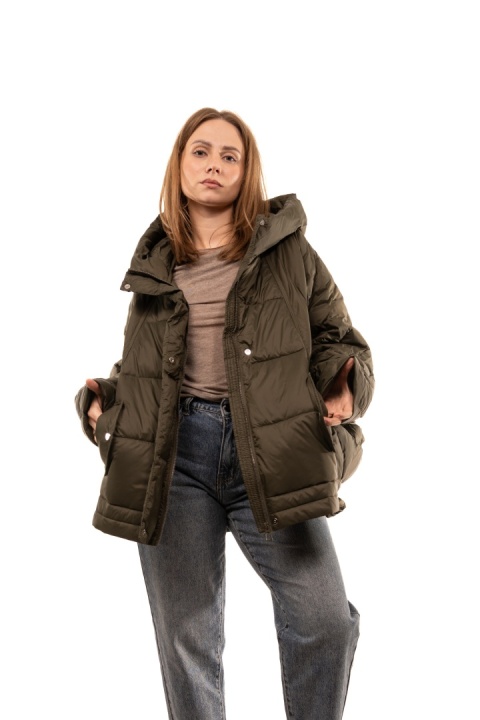 Puchowa kurtka oversize z puchem kaczym - Khaki