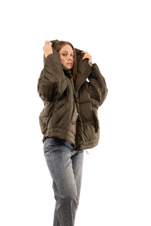 Puchowa kurtka oversize z puchem kaczym - Khaki