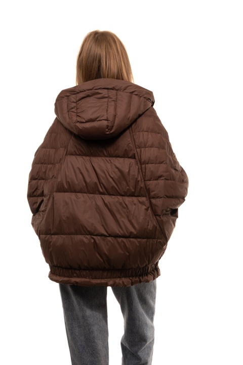 Puchowa kurtka oversize z puchem kaczym - Mleczna czekolada