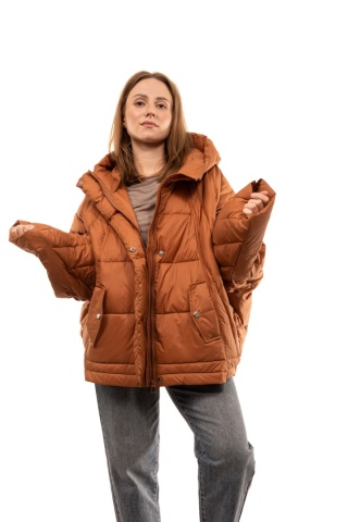 Puchowa kurtka oversize z puchem kaczym - Ruda