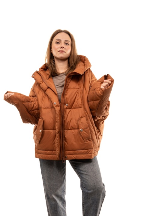 Puchowa kurtka oversize z puchem kaczym - Ruda