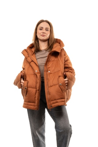 Puchowa kurtka oversize z puchem kaczym - Ruda