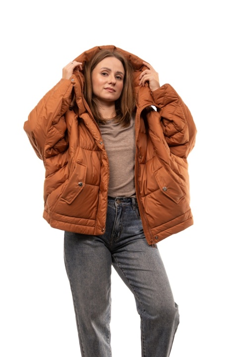 Puchowa kurtka oversize z puchem kaczym - Ruda