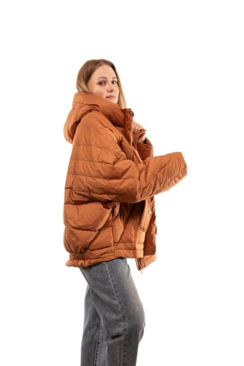 Puchowa kurtka oversize z puchem kaczym - Ruda