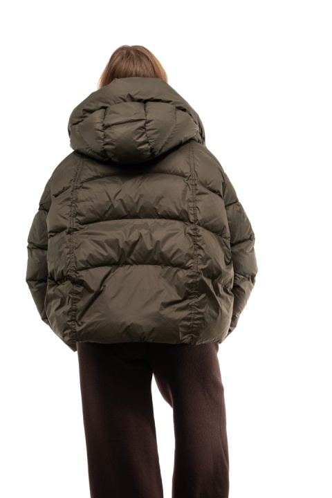 Puchowa kurtka zimowa z kaczego puchu z kapturem - Khaki