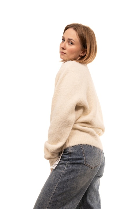 Puszysty sweter z alpaką i wiskozą MANÔSQUE - Śmietanka