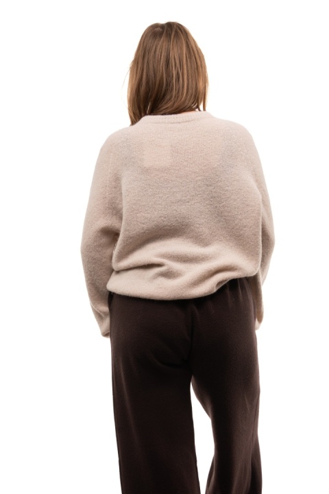 Puszysty sweter z wełną Baby Suri Alpaca Toscana 39 - Beż jasny