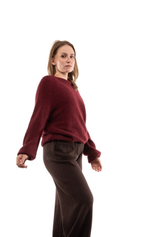 Puszysty sweter z wełną Baby Suri Alpaca Toscana 39 - Bordo