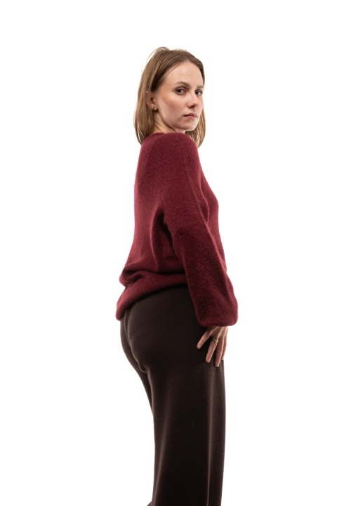 Puszysty sweter z wełną Baby Suri Alpaca Toscana 39 - Bordo