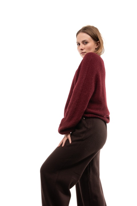Puszysty sweter z wełną Baby Suri Alpaca Toscana 39 - Bordo