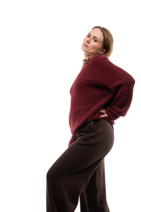 Puszysty sweter z wełną Baby Suri Alpaca Toscana 39 - Bordo