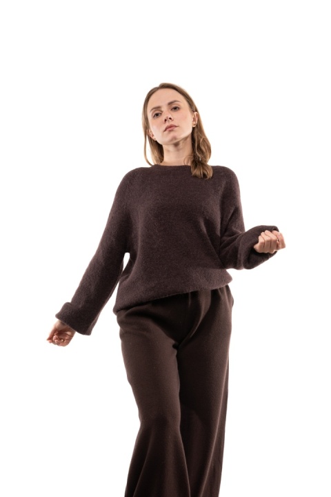 Puszysty sweter z wełną Baby Suri Alpaca Toscana 39 - Brąz