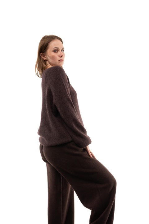 Puszysty sweter z wełną Baby Suri Alpaca Toscana 39 - Brąz