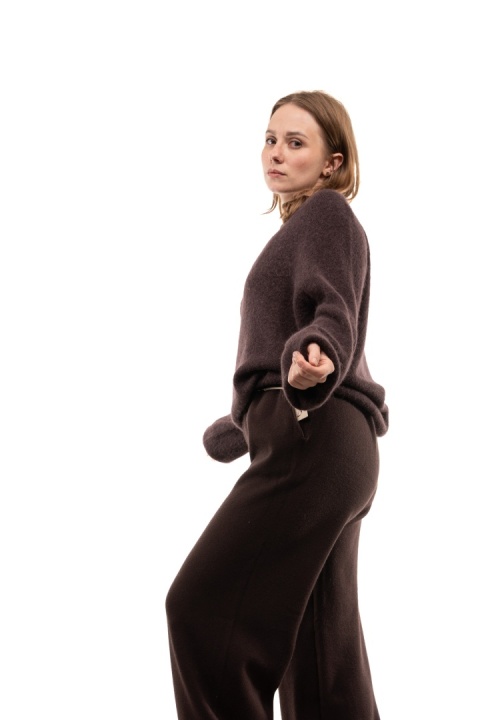 Puszysty sweter z wełną Baby Suri Alpaca Toscana 39 - Brąz