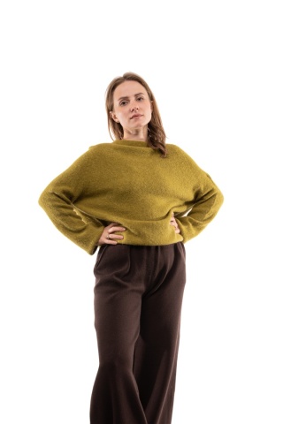 Puszysty sweter z wełną Baby Suri Alpaca Toscana 39 - Limonka