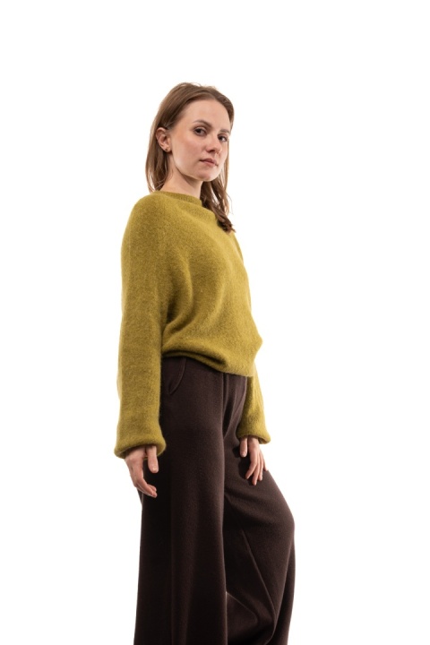 Puszysty sweter z wełną Baby Suri Alpaca Toscana 39 - Limonka
