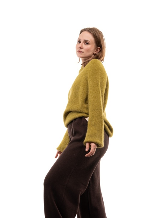 Puszysty sweter z wełną Baby Suri Alpaca Toscana 39 - Limonka