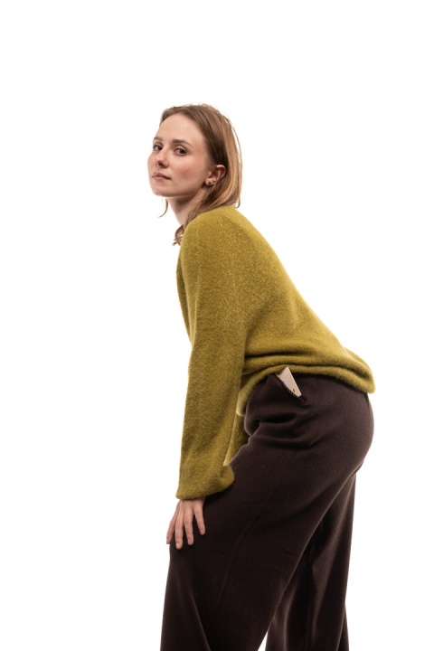 Puszysty sweter z wełną Baby Suri Alpaca Toscana 39 - Limonka
