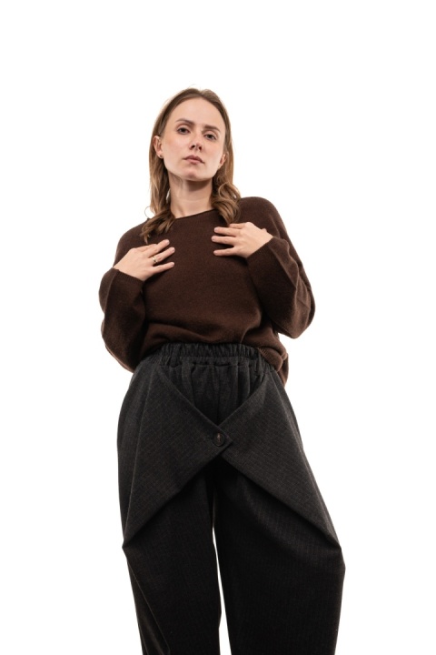 Sweter damski z wełną i bawełną XDD - Brąz