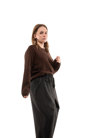 Sweter damski z wełną i bawełną XDD - Brąz