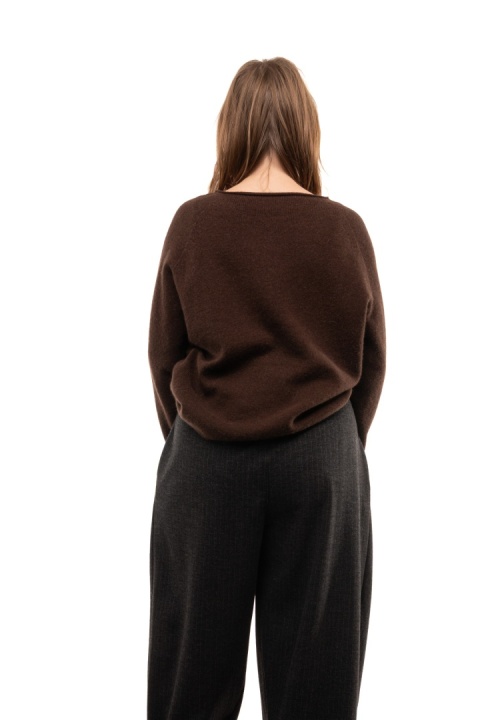 Sweter damski z wełną i bawełną XDD - Brąz