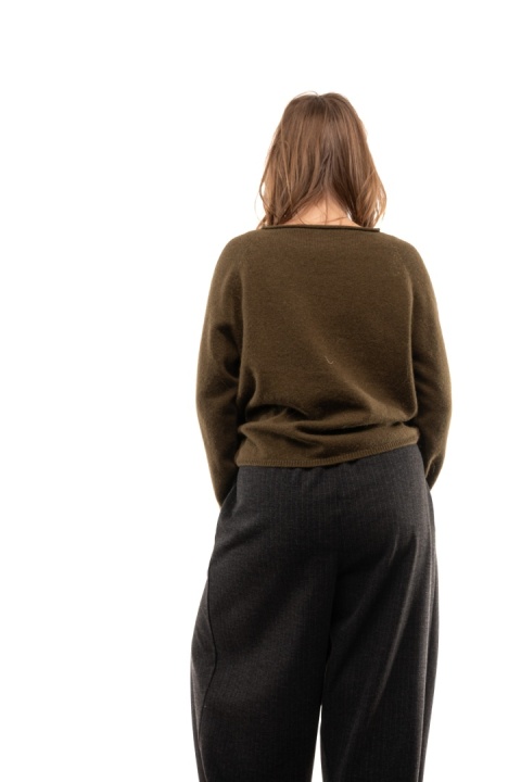 Sweter damski z wełną i bawełną XDD - Khaki