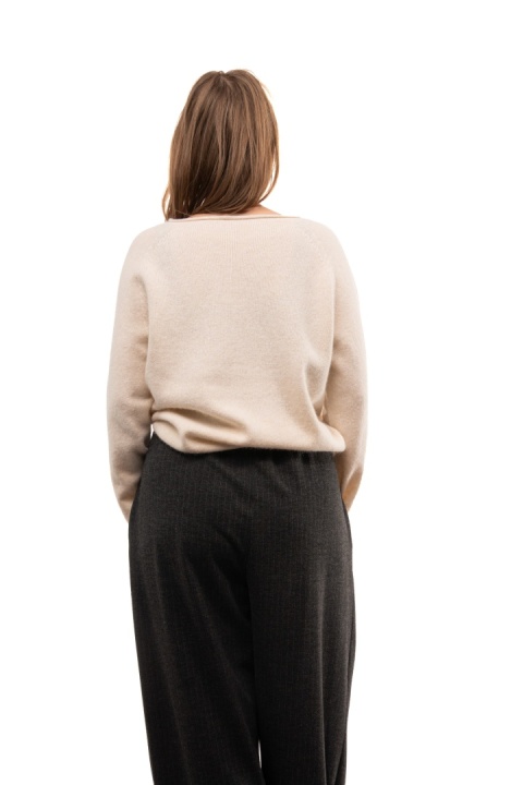Sweter damski z wełną i bawełną XDD - Śmietanka