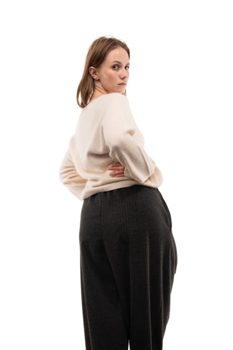 Sweter damski z wełną i bawełną XDD - Śmietanka