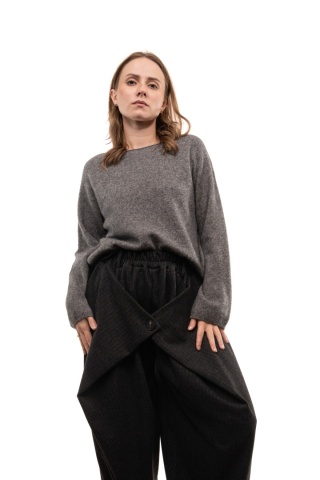 Sweter damski z wełną i bawełną XDD - Szary