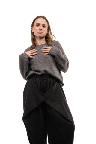 Sweter damski z wełną i bawełną XDD - Szary