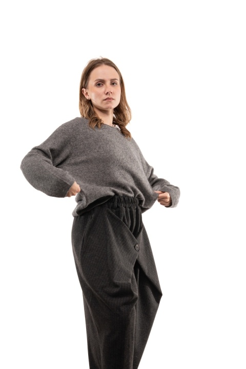Sweter damski z wełną i bawełną XDD - Szary