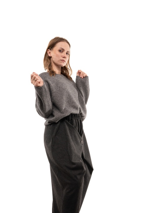 Sweter damski z wełną i bawełną XDD - Szary