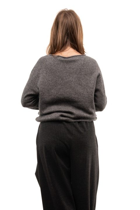 Sweter damski z wełną i bawełną XDD - Szary